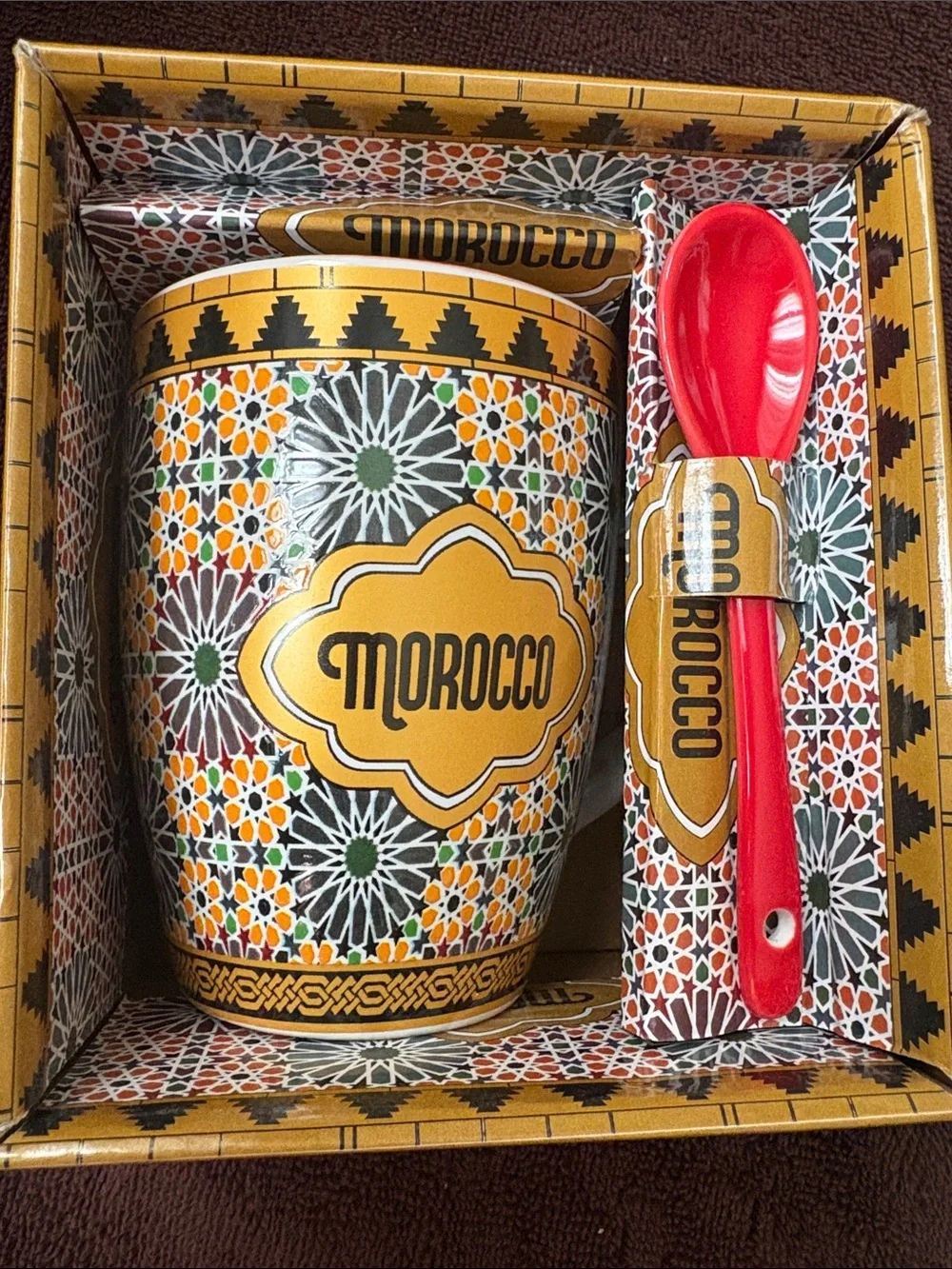 Moroccan Ceramic cup/Mug with Spoon